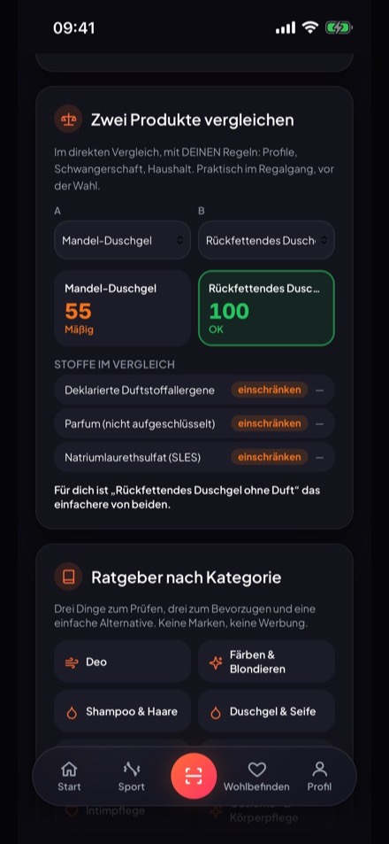 Screenshot: Vergleich