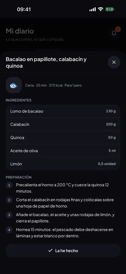 Una receta: ingredientes y pasos de preparación
